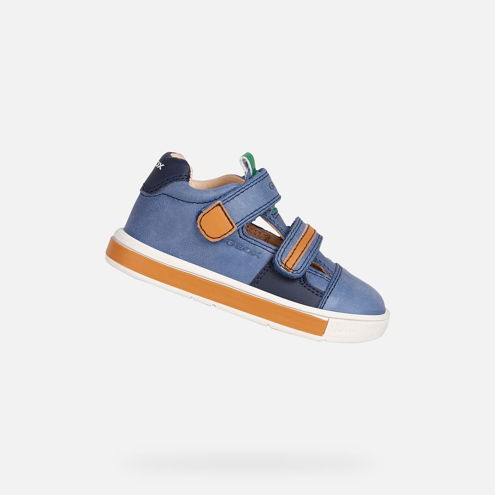 Basket Geox Trottola Boy - Bleu/Orange - Bebe 738591-TLN